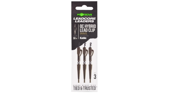 KORDA - Montáž Kable Leadcore Leader Hybrid Lead Clip QC Swivel 50 cm Gravel