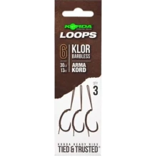 KORDA - Návazec Loop Rigs Klor Barbless vel. 6 13 kg 3 ks