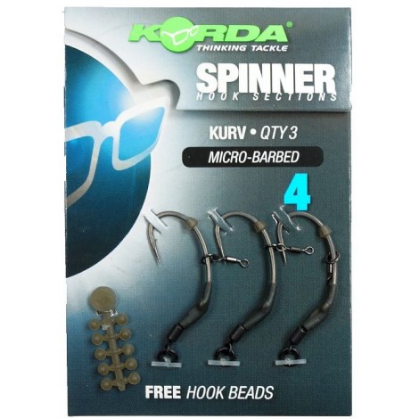 KORDA - Návazec Spinner Hook Section Kurv vel.4 3 ks