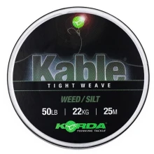 KORDA - Ovolněná šňůra Kable Tight Weave Weed Silt 7 m 22 kg