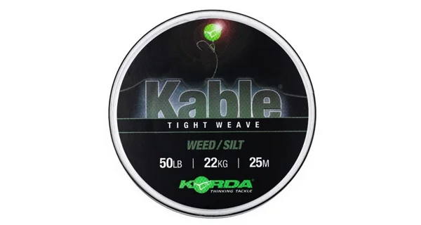 KORDA - Ovolněná šňůra Kable Tight Weave Weed Silt 7 m 22 kg