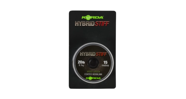 KORDA - Potahovaná šňůra Hybrid Stiff 20 lb Weedy Green 15 m