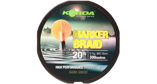KORDA - Šňůra na Marker Braid 20 lb 0,16 mm 300 m Tmavě zelená