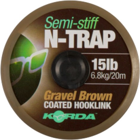 KORDA - Šňůrka potahovaná N-Trap Semi Stiff 15 lb hnědá 20 m