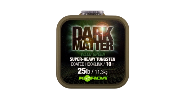 KORDA - Těžká potahovaná šňůrka Dark Matter Tungsten Coated Braid 18 lb 10 m zelená