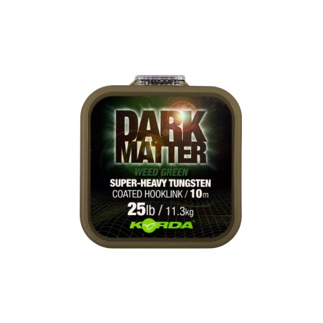 KORDA - Těžká potahovaná šňůrka Dark Matter Tungsten Coated Braid 18 lb 10 m zelená