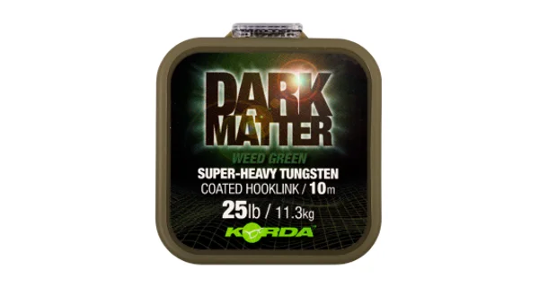 KORDA - Těžká potahovaná šňůrka Dark Matter Tungsten Coated Braid 25 lb 10 m zelená