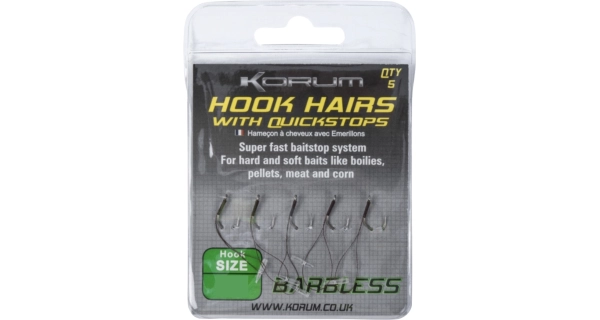 KORUM - Háčky Hook Hairs With Quickstops Barbed vel. 14 5 ks