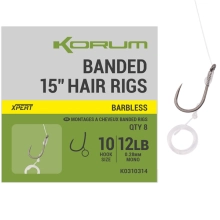 KORUM - Návazec Banded Hair Rigs Barbless 15" vel. 14 8 ks
