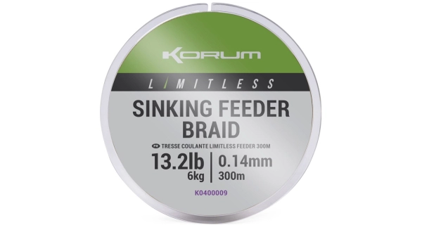 KORUM - Splétaná šňůra Limitless Sinking Feeder Braid 0,16 mm 7 kg 300 m