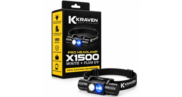 KRAVEN - Čelovka Pro Headlamp X1500 White + Fluo UV