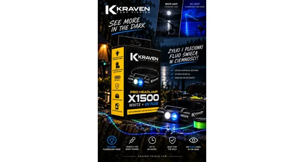 KRAVEN - Čelovka Pro Headlamp X1500 White + Fluo UV