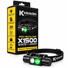 KRAVEN - Čelovka Pro Headlamp X1500 White + Green