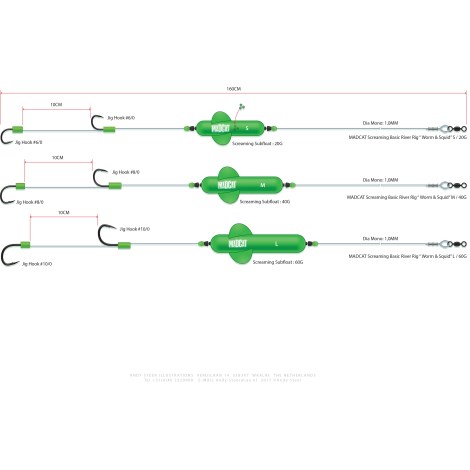 MADCAT - Hotový návazec screaming basic R rig "worm & squid" M / 40 g