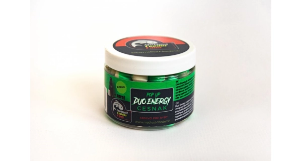 METHOD FEEDER FANS - Plovoucí Boilies Duo Energy Česnek 12mm 150ml + Sprej Esence 2ml