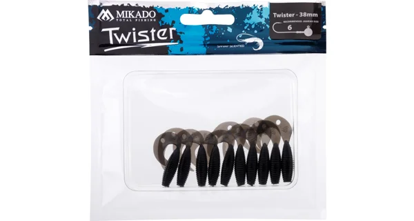 MIKADO - Gumová Nástraha Twister 3,8 cm Černá 10 ks