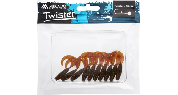 MIKADO - Gumová Nástraha Twister 3,8 cm Motoroil Gold 10 ks