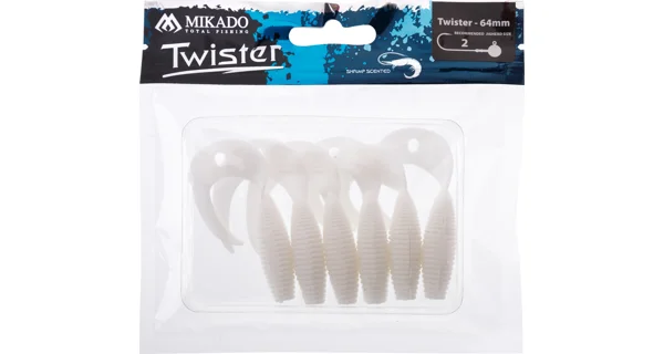 MIKADO - Gumová Nástraha Twister 6,4 cm Bílá 6 ks