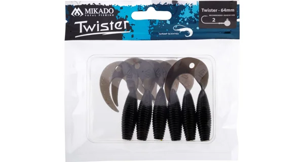 MIKADO - Gumová Nástraha Twister 6,4 cm Černá 6 ks
