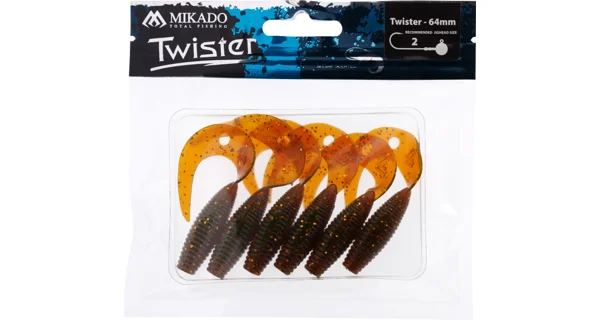 MIKADO - Gumová Nástraha Twister 6,4 cm Motoroil Gold 6 ks