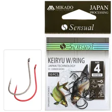 MIKADO - Háček Sensual Keiryu With Ring vel. 6 10 ks Červený