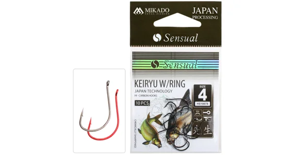 MIKADO - Háček Sensual Keiryu With Ring vel. 6 10 ks Červený