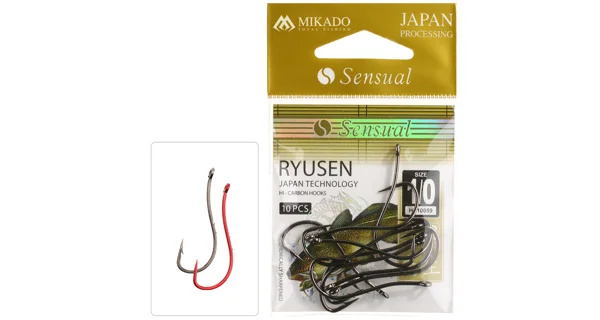 MIKADO - Háček Sensual Ryusen With Ring vel. 8 10 ks Červený