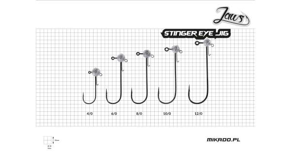 MIKADO - Jigové hlavičky Jaws Stinger Eye 20 g vel. 10/0 BN 3 ks