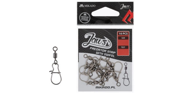 MIKADO - Karabina s obratlíkem Jaws Predator 093 vel. M 10 ks