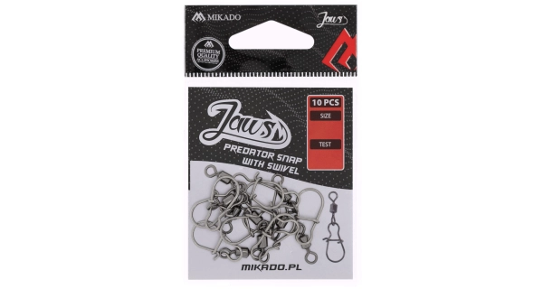 MIKADO - Karabina s obratlíkem Jaws Predator 093 vel. S 10 ks