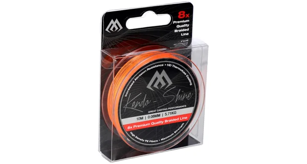 MIKADO - pletená šňůra - kendo shine - 0.10mm/8.23kg/10m - fluo/oranžová - 1 cívka