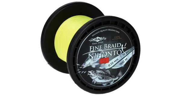 MIKADO - pletená šňůra - nihonto fine braid - 0.06mm/3.25kg/900m - fluo/žlutá - 1 cívka