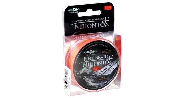 MIKADO - pletená šňůra - nihonto fine braid - 0.10mm/7.7kg/15m - fluo/oranžová - 1 cívka