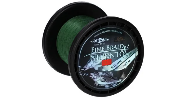 MIKADO - pletená šňůra - nihonto fine braid - 0.14mm/9.7kg/900m - zelená - 1 cívka