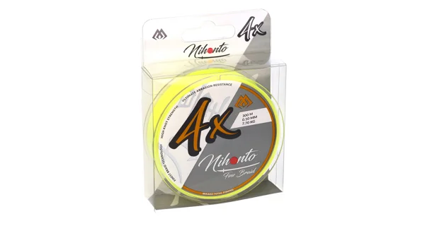 MIKADO - Pletená Šňůra Nihonto Fine Braid 300 m 0,40 mm 34,9 kg Fluo Žlutá 1 Cívka