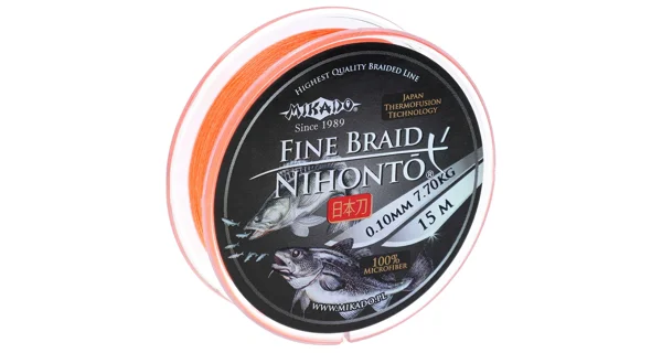 MIKADO - Pletená Šňůra Nihonto Fine Braid Fluo Oranžová 15 m 0,25 mm/20,9 kg