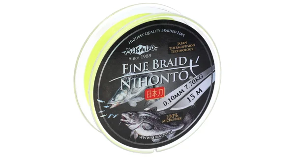MIKADO - Pletená Šňůra Nihonto Fine Braid Fluo Žlutá 15 m 0,14 mm/9,7 kg