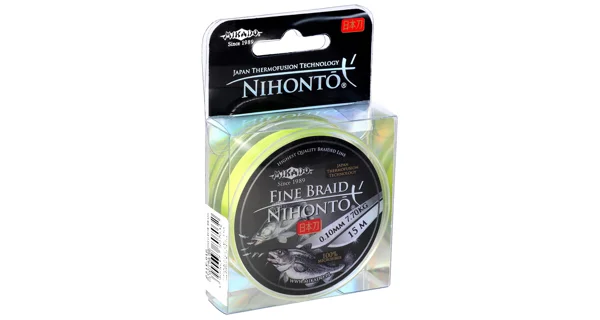 MIKADO - Pletená Šňůra Nihonto Fine Braid Fluo Žlutá 15 m 0,18 mm/14,4 kg
