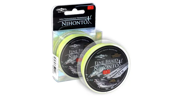MIKADO - Pletená Šňůra Nihonto Fine Braid Fluo Žlutá 15 m 0,23 mm/20,2 kg