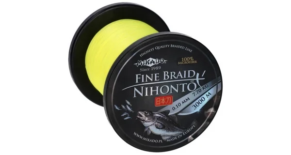 MIKADO - Pletená Šňůra Nihonto Fine Braid Žlutá 0,14 mm 9,70 kg 3000 m