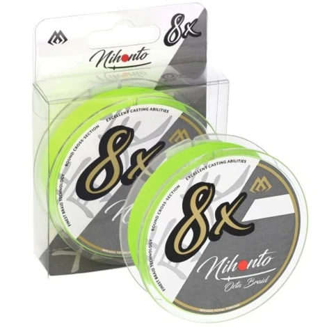MIKADO - Pletená šňůra Nihonto Octa Braid 0,10 mm 7,75 kg 150 m Fluo Green