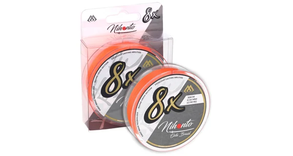 MIKADO - Pletená Šňůra Nihonto Octa Braid 300 m 0,4 mm 39,8 kg Fluo Oranžová 1 Cívka