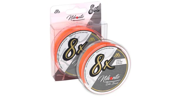 MIKADO - Pletená Šňůra Nihonto Octa Braid Fluo Oranžová 10 m 0,12 mm/8,90 kg