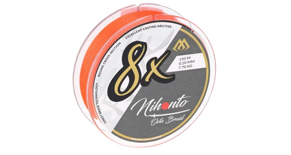 MIKADO - Pletená Šňůra Nihonto Octa Braid Fluo Oranžová 10 m 0,12 mm/8,90 kg