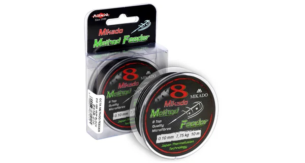 MIKADO - pletená šňůra - octa method feeder - 0.14mm/10.15kg/10m - černá - 1 cívka