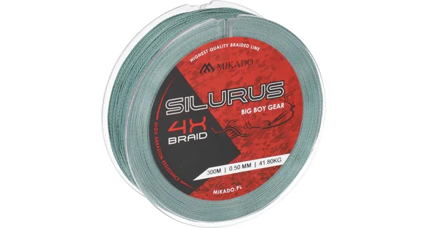 MIKADO - Pletená Šňůra Silurus 4 X Braid Zelená 300 m 0,45 mm
