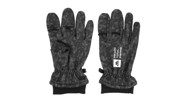 MIKADO - Rybářské rukavice Softshell Black Camo vel. L