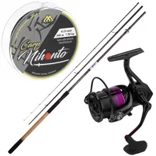 MIKADO - Set UV II prut Medium Feeder 3,45 m, Naviják UV2 Feeder 4007, silon 0,22 mm