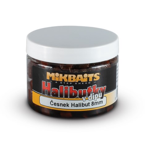 MIKBAITS - Halibutky v dipu 150 ml Česnek Halibut 8 mm