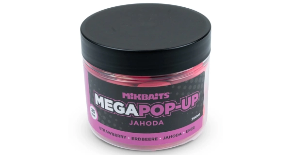 MIKBAITS - Mega plovoucí Fluo boilie 25 mm 300 ml Jahoda